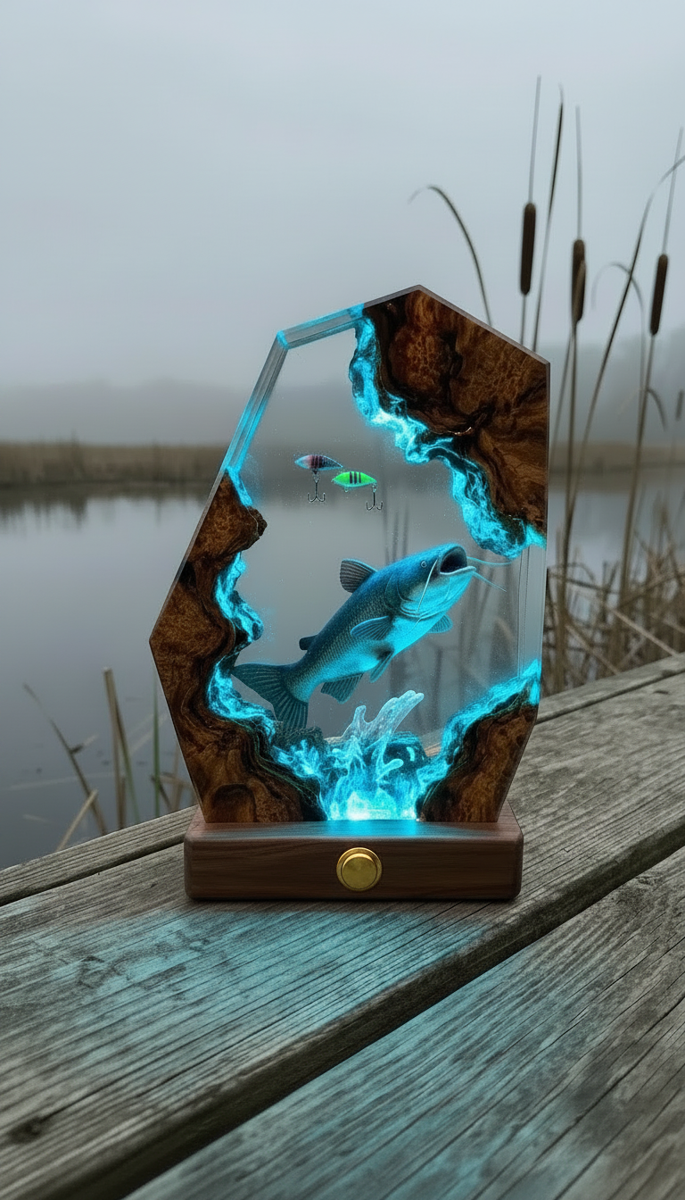 Handmade Fishing Resin Lamp