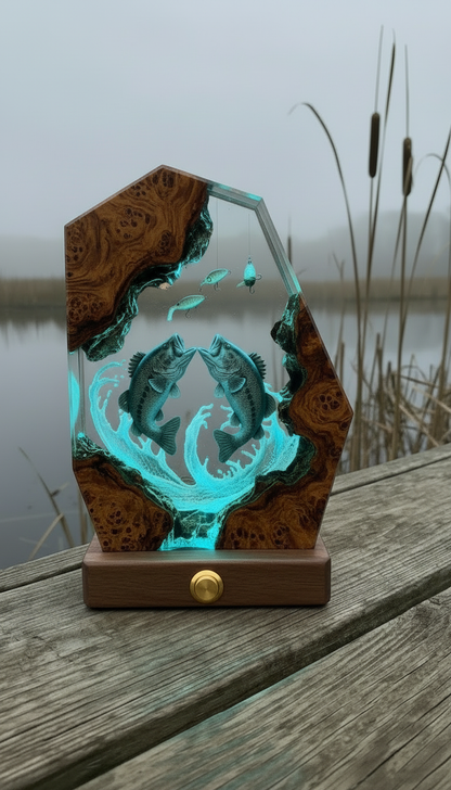 Handmade Fishing Resin Lamp